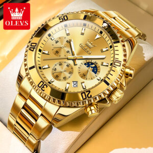 OLEVS Watch Men Top Brand Luxury Gold Quartz Military Watches Waterproof Date Luminous Stainless Steel Chronograph Clock Reloj